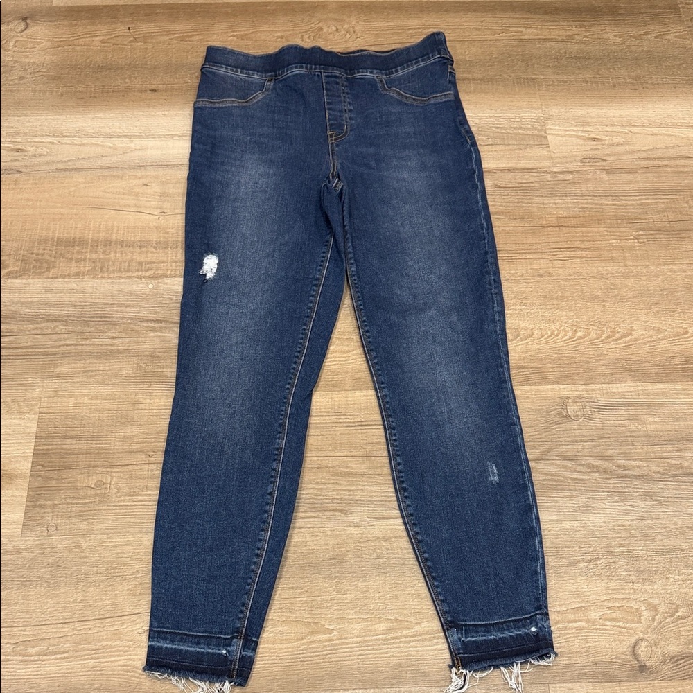 Spanx Women's Pull-On Distressed Skinny Blue Jeans, Size Medium